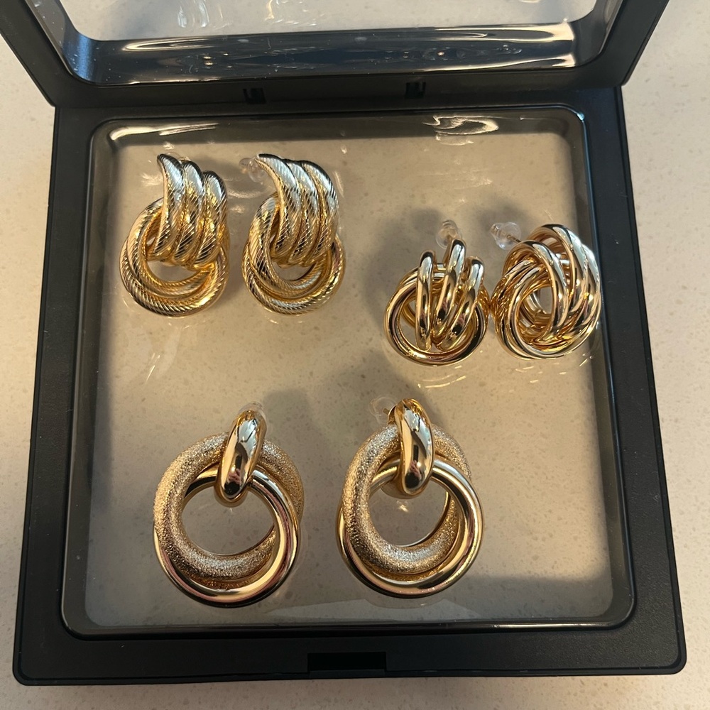 Elegant Gold-Tone Earrings Set